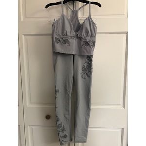Fabletics Grey Floral Workout Set